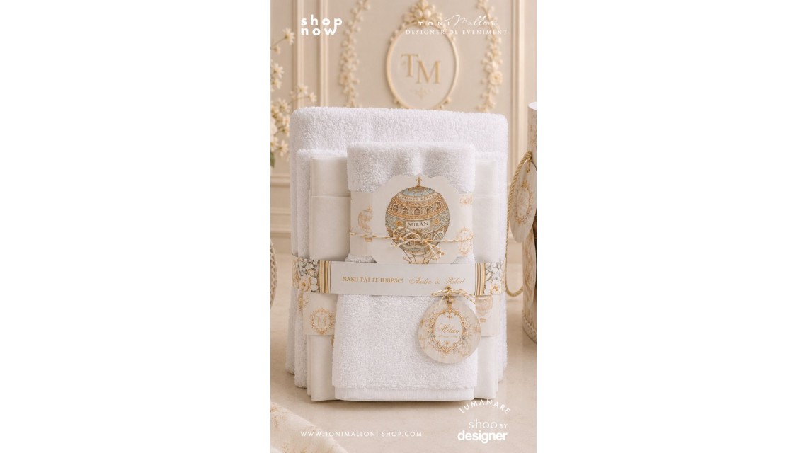 Trusou Botez Atelier Paris Carusel Vintage Monogramă Regală Balon cu Aer Cald 2